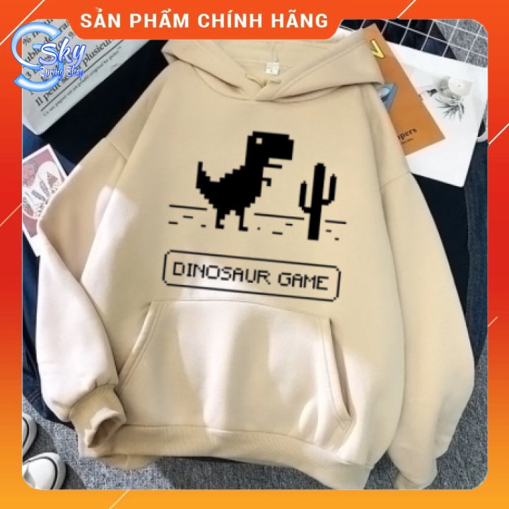 ÁO HOODIE UNISEX NAM NỮ  IN CHỮ DINOSAUR GAME SIÊU HOT