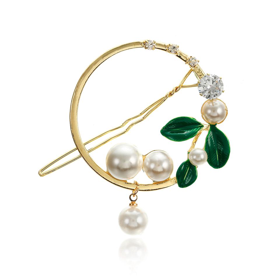 Kẹp tóc đính đá hình tròn/mặt trăng/ngôi sao phong cách Hàn Quốc