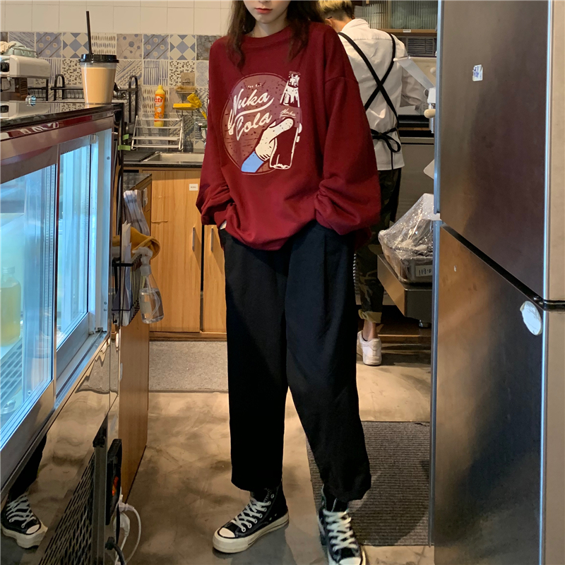 Áo Nỉ Nữ Dài Tay Cổ Tròn Thời Trang Hàn | BigBuy360 - bigbuy360.vn