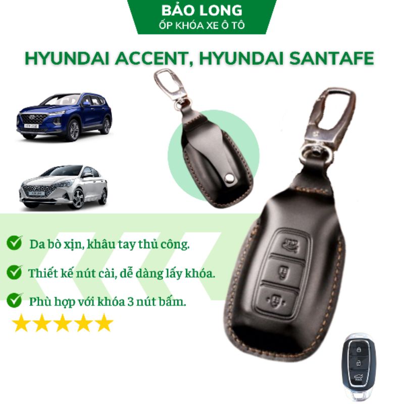 Bao da cúc bấm, dễ lấy khoá cho Hyundai Accent, Kona, Santafe 2020