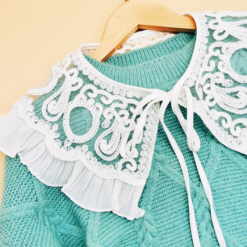 Khăn Choàng Cổ Xếp Li Thêu Hoa Nhìn Xuyên Thấu Cho Nữ