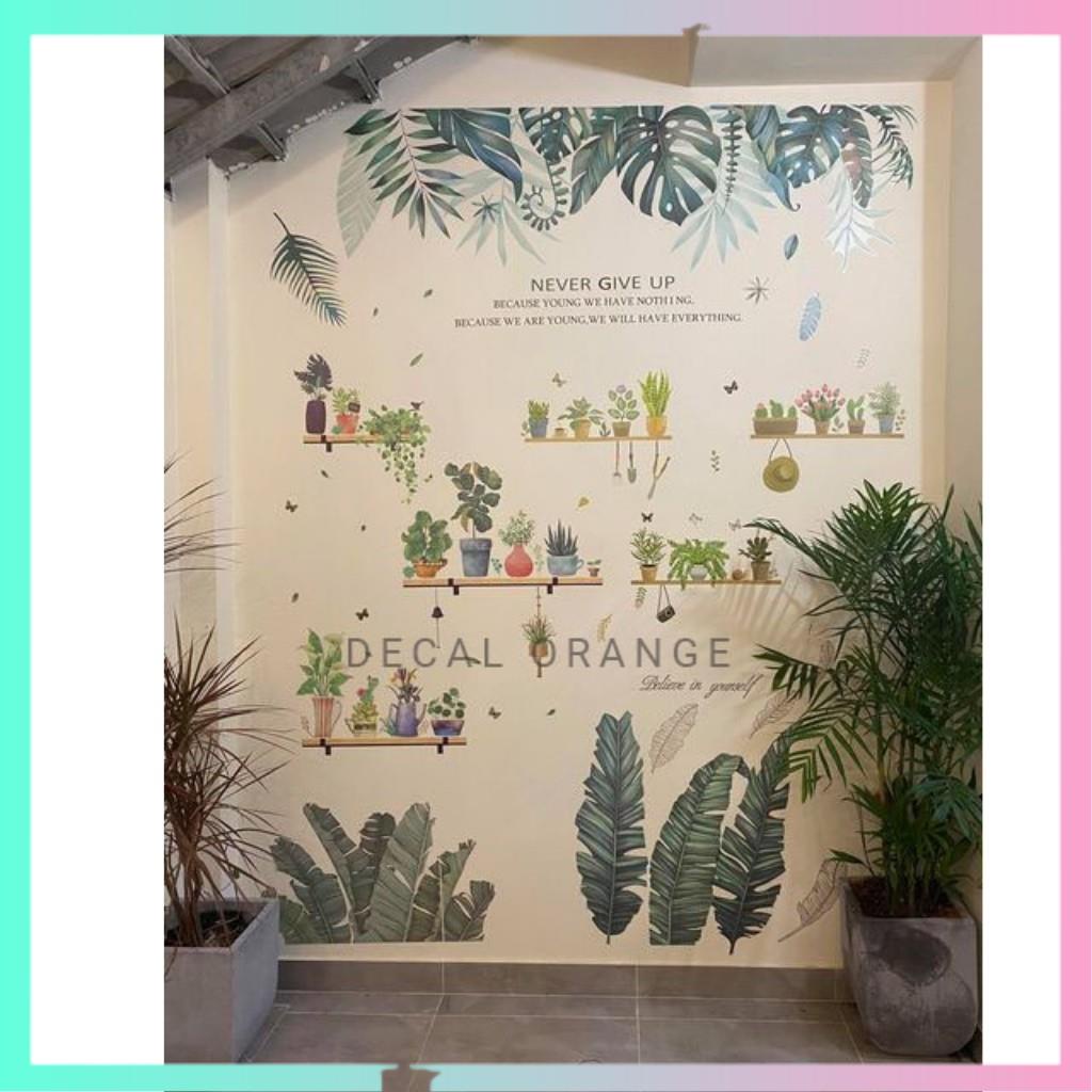 Decal dán tường, Giấy dán tường trang trí phòng ngủ, phòng khách hình cây lá xanh | BigBuy360 - bigbuy360.vn
