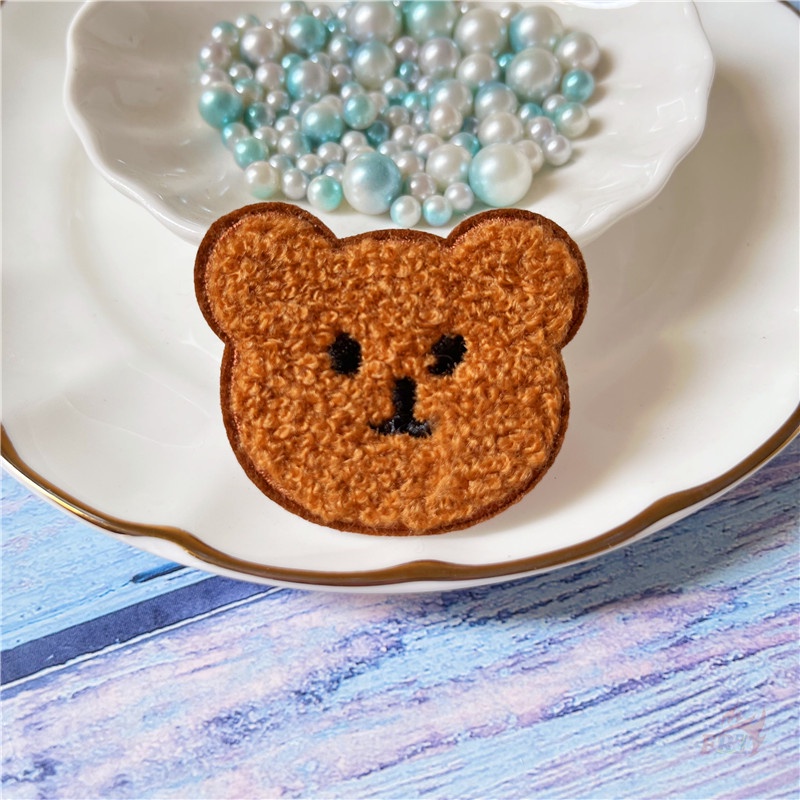 ☸ Sticker Ủi Thêu Hình Đầu Gấu Dễ Thương ☸ 1 Cái Tự May Thêu Trên Sắt Trên Huy Hiệu Miếng Vá