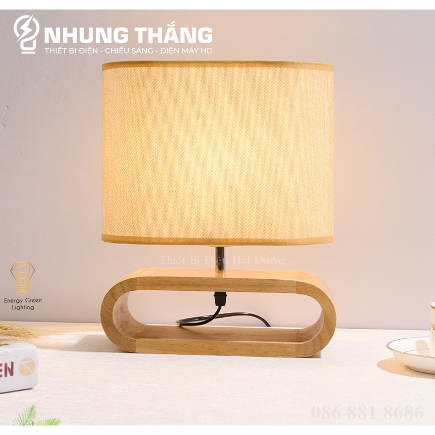 Đèn Ngủ Để Bàn - Thân Gỗ , Chóa Vải - Decor Trang Trí Nội Thất - Nhẹ Nhàng ,Tinh Tế - Tặng Kèm Bóng LED