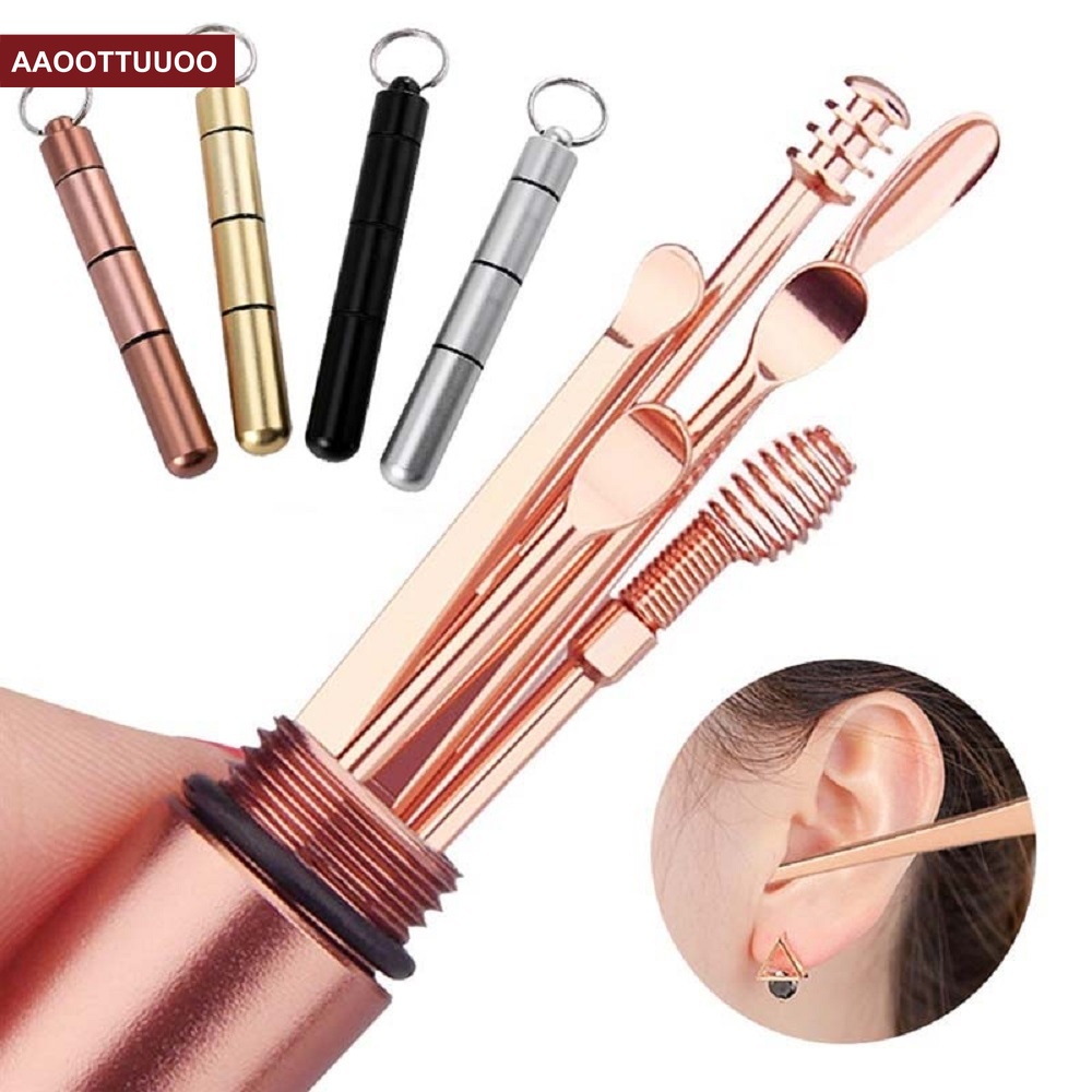 [Hàng mới về] Set 6 dụng cụ lấy ráy tai bằng thép không gỉ tiện dụng