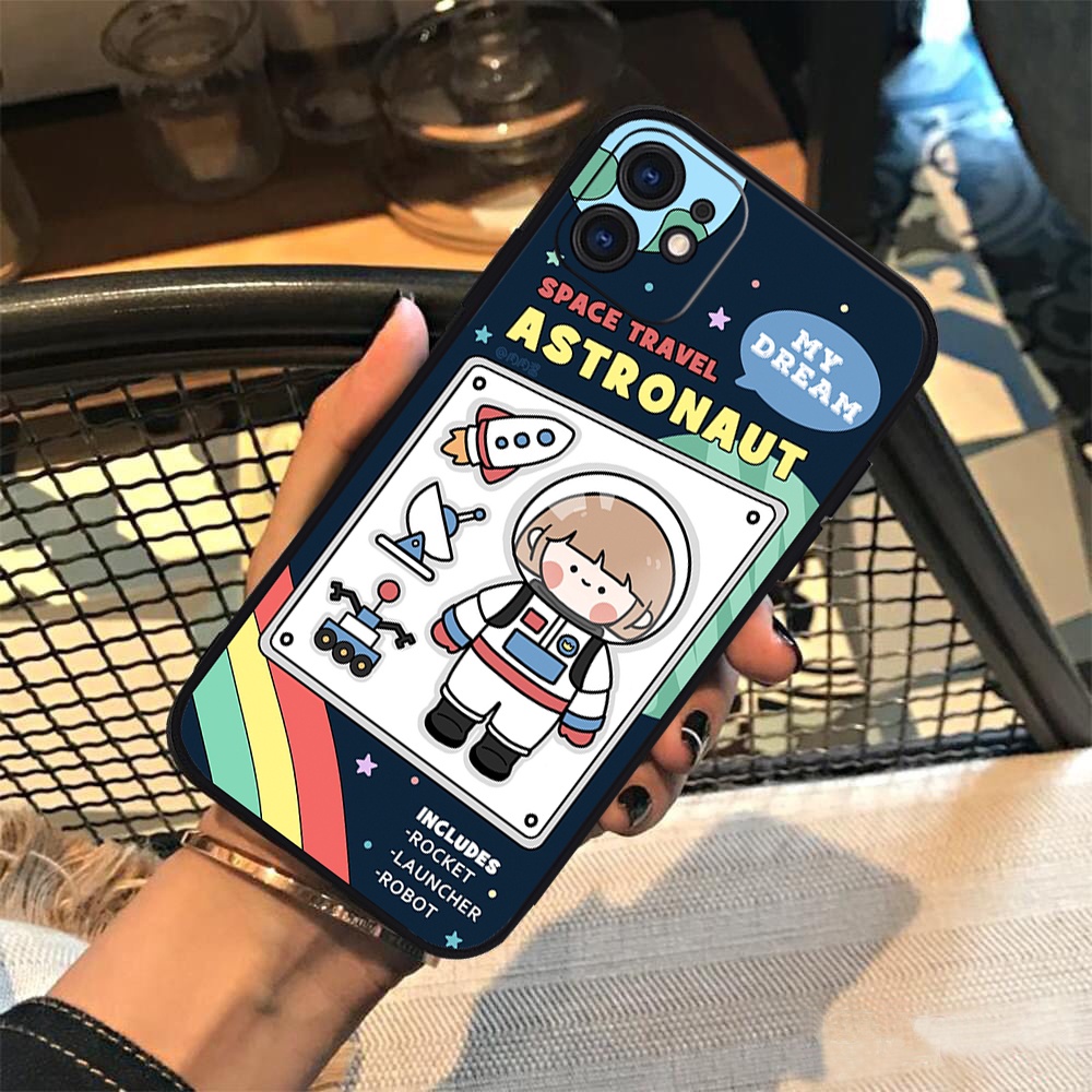 Vỏ ốp iPhone Silicon viền vuông RR Astronaut cho iPhone 6/6pl/6s/6spl/7/7pl/8/8pl/x/xs/11/12/13/pro/max - Chinchincase
