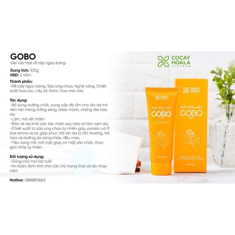 sữa rửa mặt rễ cây ngưu bàng GOBO Cỏ cây hoa lá