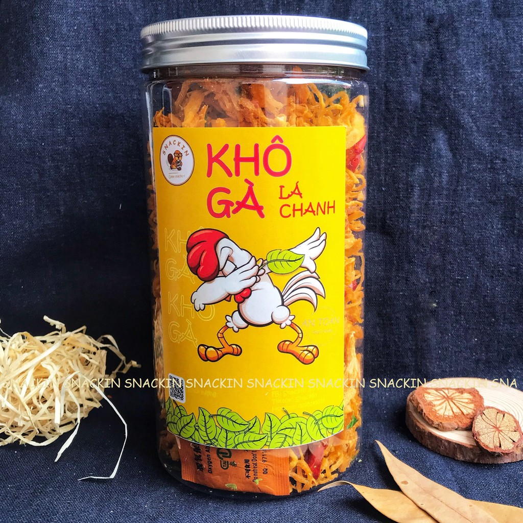 Khô gà lá chanh SNACKIN loại 1, hũ pet 200g, 180g, 100g ăn vặt Hà Nội