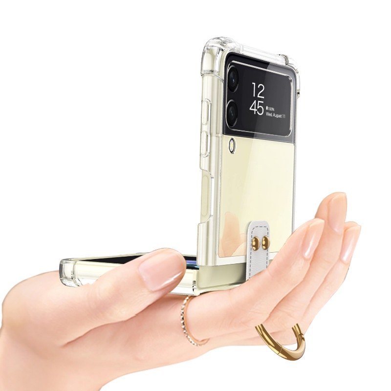 Ultra Ốp Điện Thoại PC Cứng Siêu Mỏng Trong Suốt Chống Sốc Kèm Móc Xỏ Ngón Cho Samsung Galaxy Z Flip 4