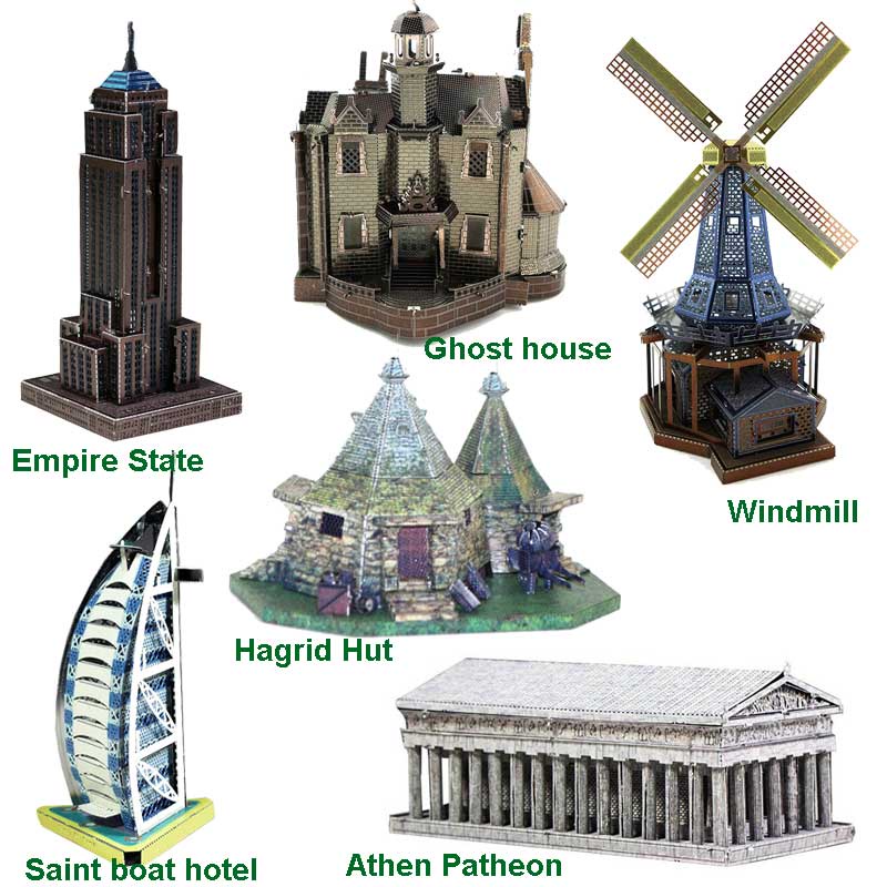 Mô hình thép 3D tự ráp mẫu công trình màu