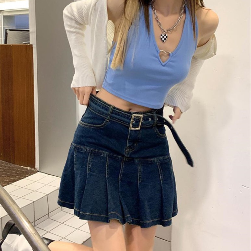 Chân Váy Denim Lưng Cao Thiết Kế Hợp Thời Trang