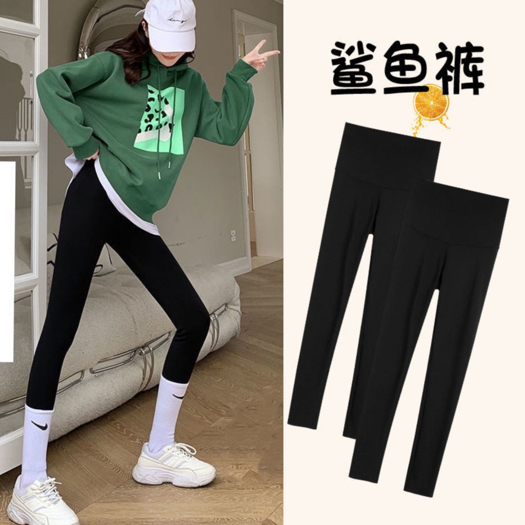 Quần legging da cá mập lưng cao ôm dáng co giãn thời trang mùa đông cho nữ