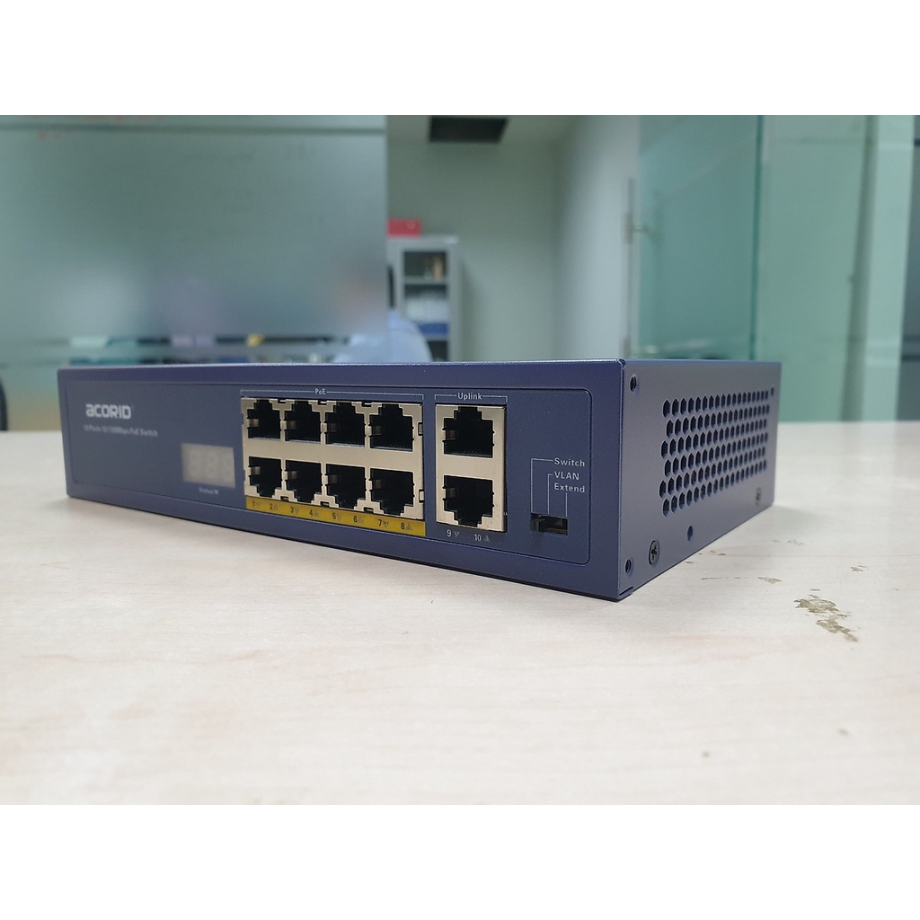 Bộ chia mạng Switch PoE 8 cổng PoE & 2*FE tốc độ 100M Rj45 Uplink 96W Acorid LS1708P2E - Hàng Nhập Khẩu