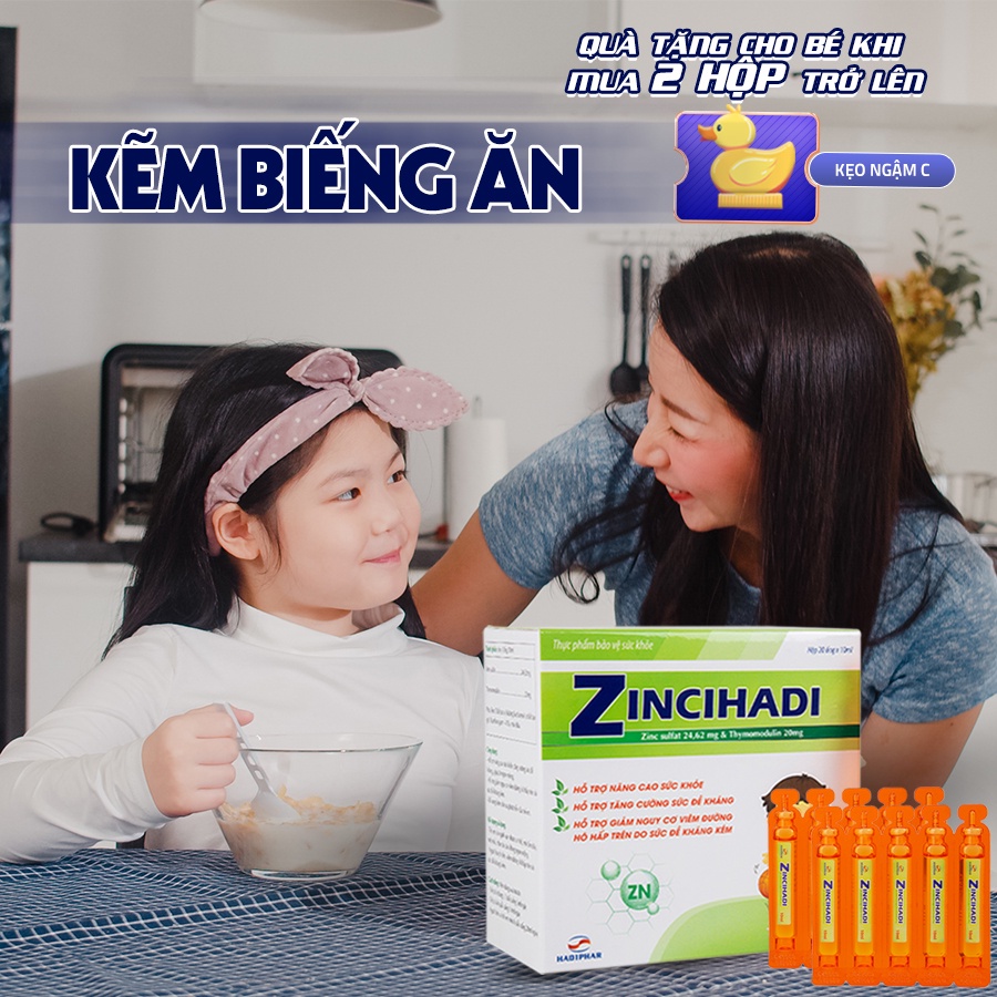 Siro kẽm cho bé biếng ăn Zincihadi giúp trẻ ăn ngon, cải thiện biếng ăn, tăng sức đề kháng, tiêu hóa tốt (25ml)