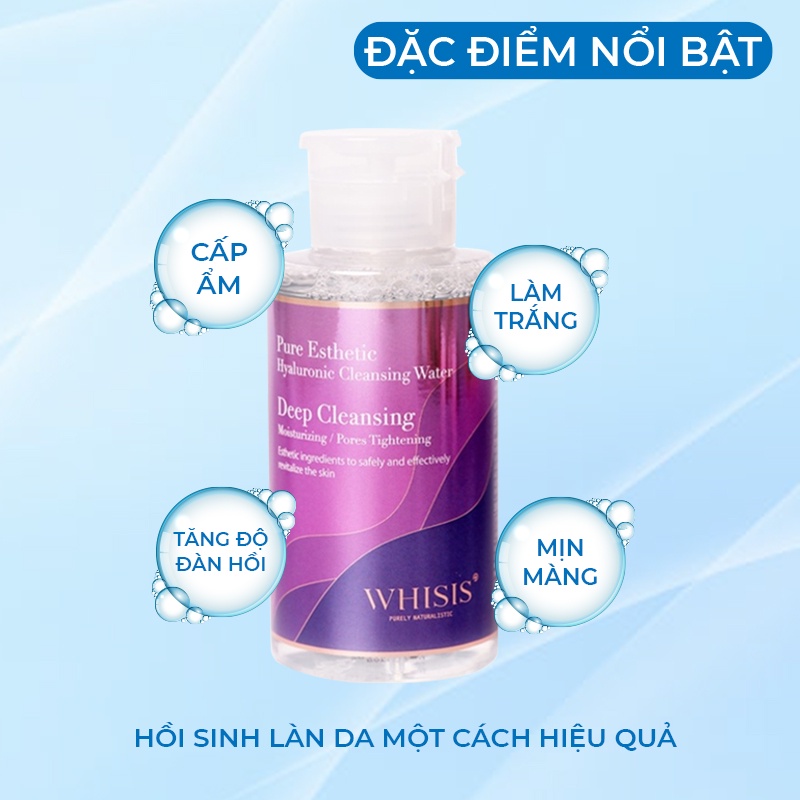 Nước Tẩy Trang Tinh Khiết Whisis Hàn Quốc Pure Esthetic Hyaluronic Không Chứa Cồn, Sạch Sâu Lỗ Chân Lông 300ml