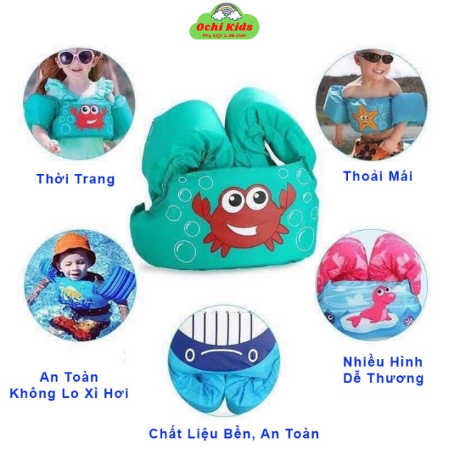 Phao bơi cho bé, phao tập bơi đỡ tay và ngực liền thân bé trai gái, áo phao trẻ em Ochi Kids