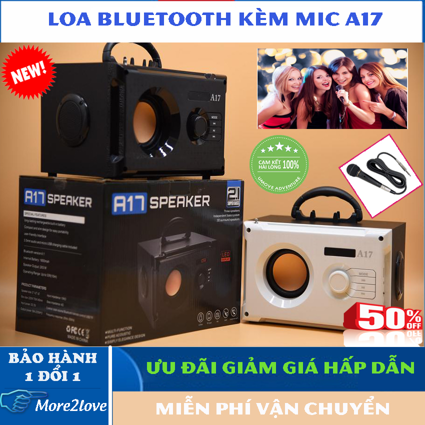 LOA BLUETOOTH KÈM MIC HÁT KARAOKE A17 A18 - kết nối bluetooth nhanh - Loa Nghe Nhạc, Loa Hát Karaoke