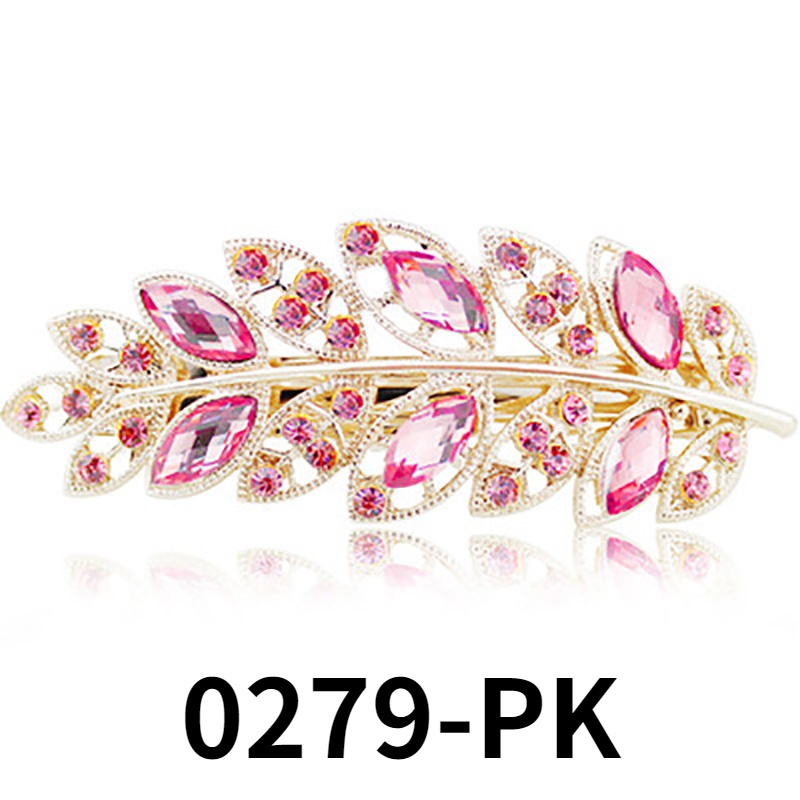 Kẹp Tóc Hợp Kim Hình Chiếc Lá Đính Đá 6 Màu Thời Trang Cho Nữ