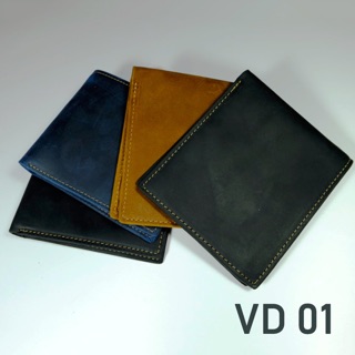 Ví nam, ví tiền, da sáp dầu, dáng ngắn, da thật, kiểu dáng cổ điển - Phụ Kiện Giá Rẻ