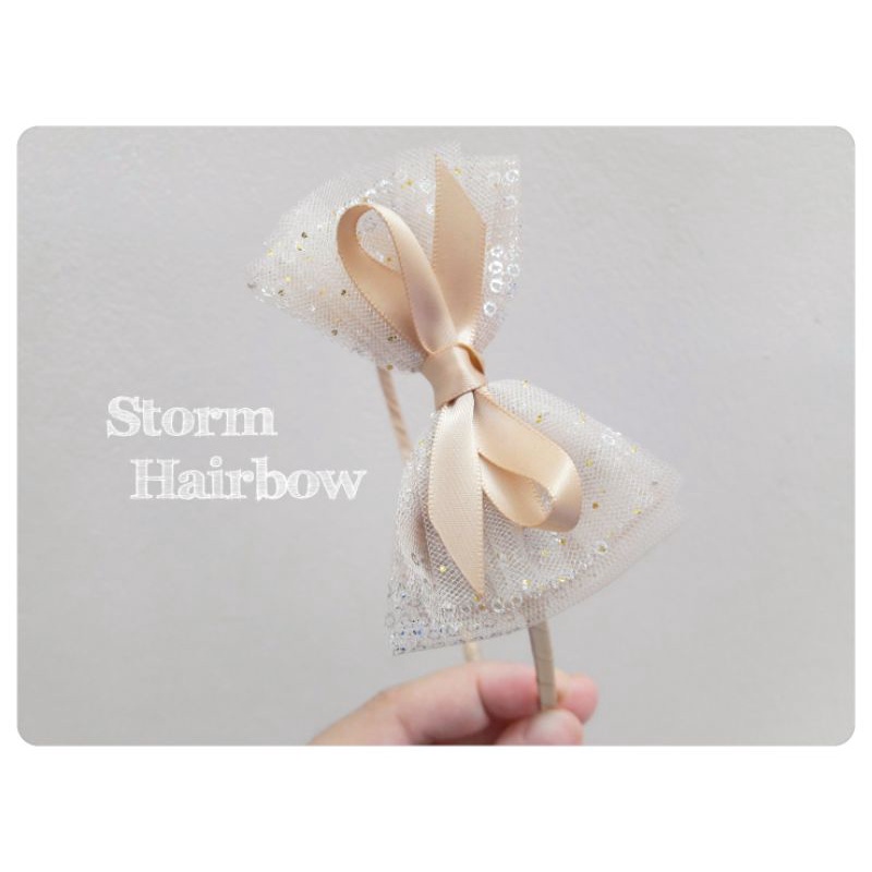 Storm Hairbow - bờm voan beige lấp lánh cho công chúa
