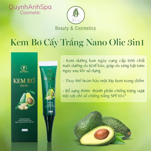 Kem bơ olic kem cấy trắng da nano Quynhanhspa20 dưỡng trắng da chống nắng da
