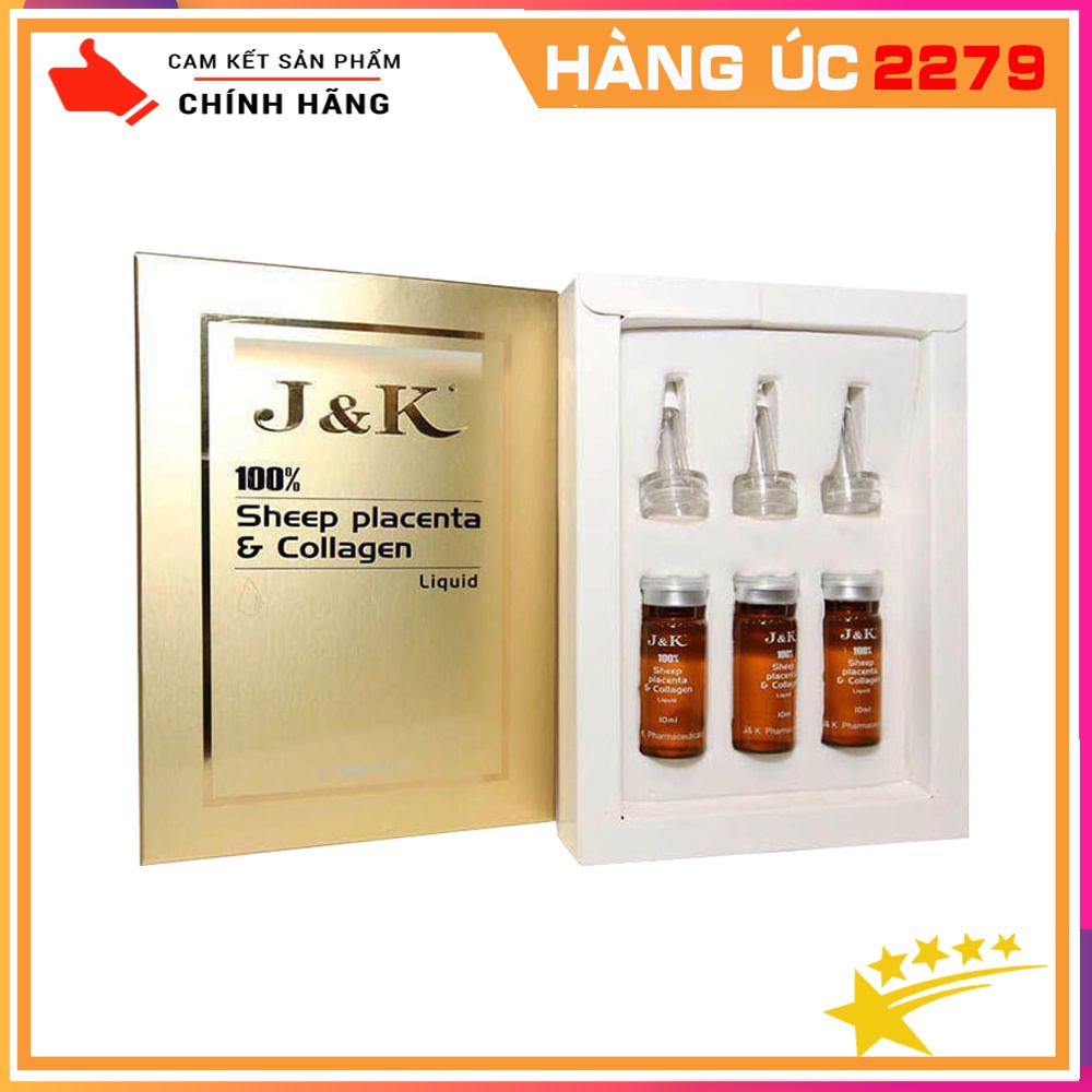 Tinh Chất Nhau Thai Cừu J&K Sheep Placenta Và Collagen (10Ml-Ống, Hộp 3 Ống) Của Úc - Hàng Úc 2279