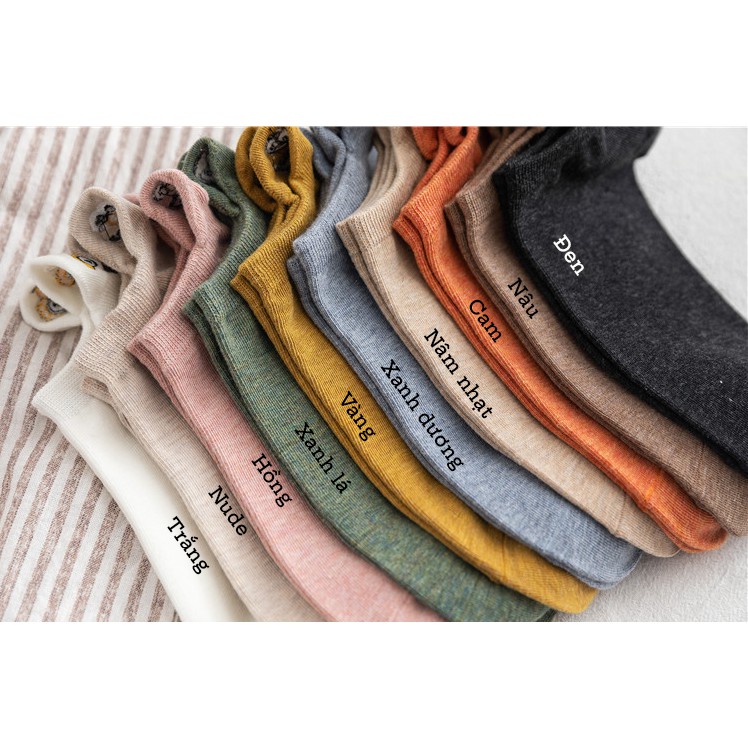 Vớ ngắn unisex thêu hoạt hình dễ thương