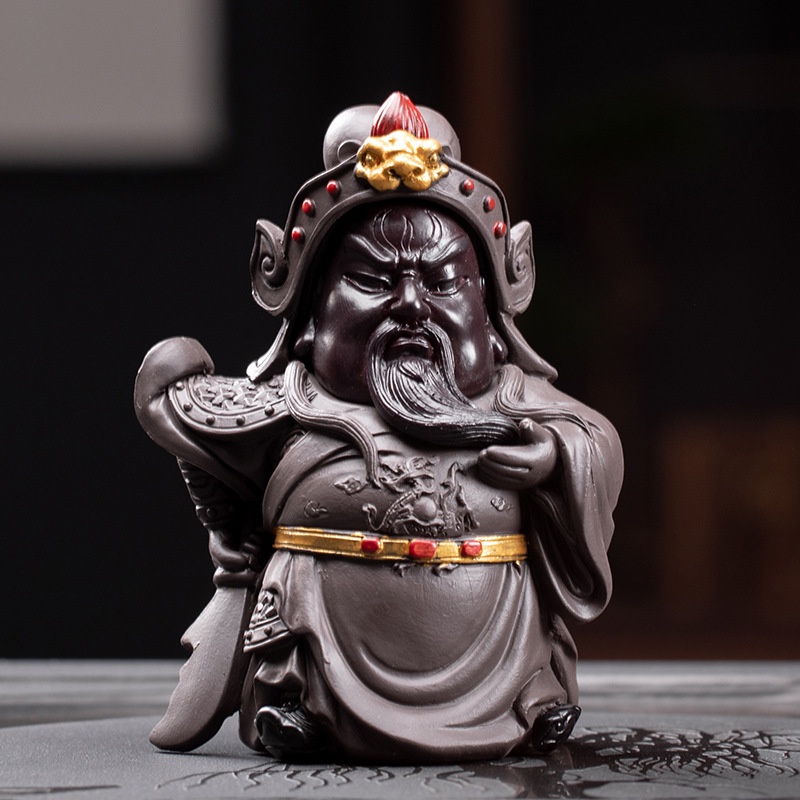 Tượng Lưu Quan Trương gốm Tử Sa trang trí bàn trà - TỰ THANH QUÁN