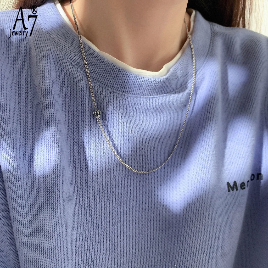 Vòng cổ Bạc Thái Mặt Vương Miện Màu Sắc A7