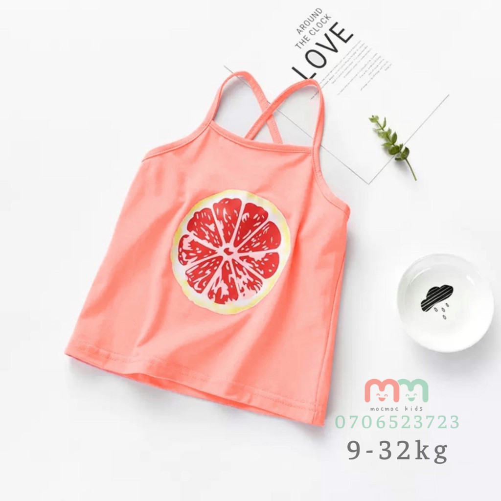 Đồ mặc hè [GIÁ SỐC] quần áo trẻ em mocmockids, combo 4 áo thun 2 dây bé gái dễ thương mát mẻ, thun cotton mịn co dãn