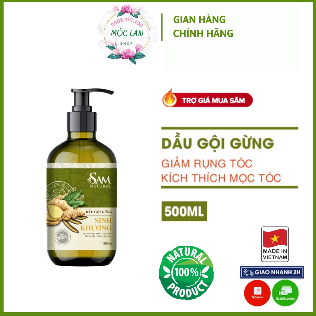 Chống rụng tóc, mọc tóc con, dầu gội gừng Sinh Khương Sam Natural-500ml
