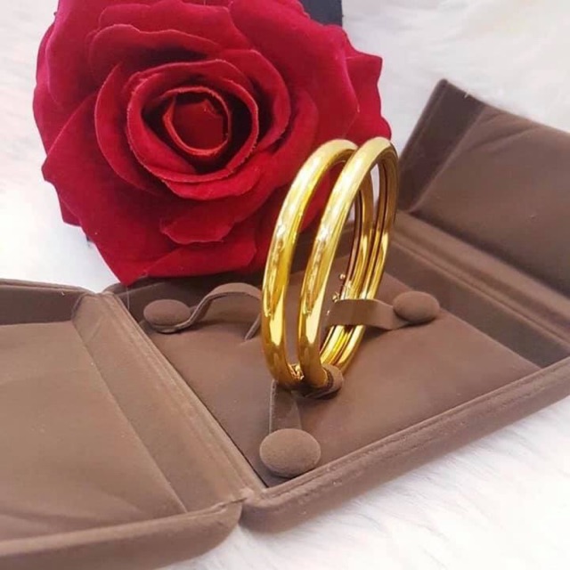 Set cặp vòng tay trơn dát vàng 24k