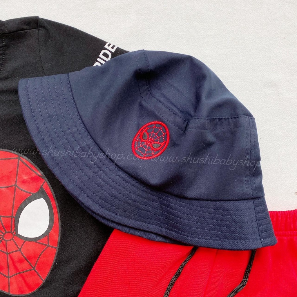 set bé trai spiderman 3 món màu đen đỏ siêu dễ thương Shushibaby