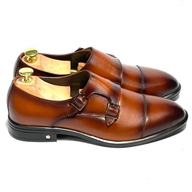 Giày tây nam công sở cao cấp da bò thật bảo hành 12 tháng kiểu dáng double monk strap lịch lãm - Mã T78