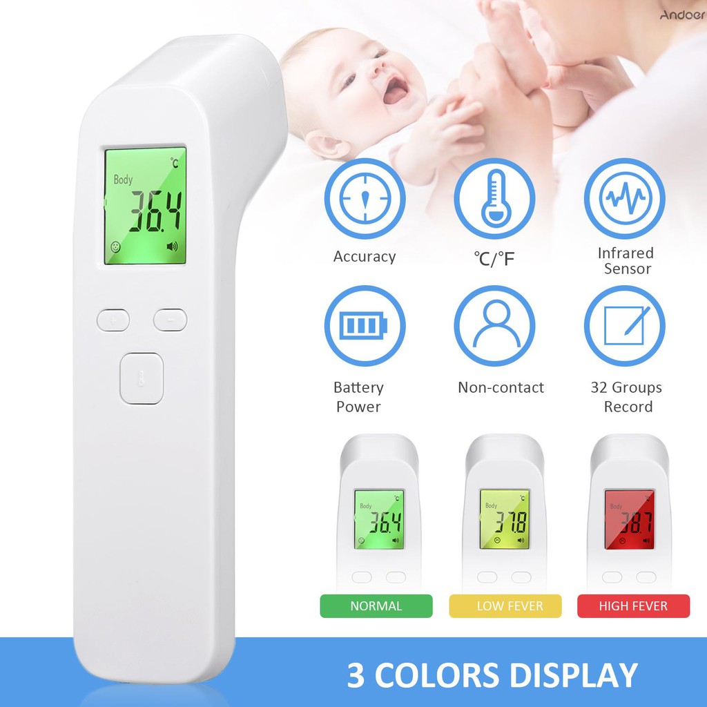 Non-contact IR Infrared Sensor Forehead Body/ Object Thermometer Temperature Measurement LCD Digital Display Handhold Design Unit Changeable Batterys Powered Operated Portable for Baby Kids Adults