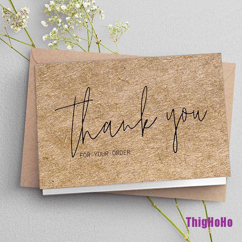 Set 30 thẻ giấy kraft in chữ Thank You dùng để trang trí cửa hàng