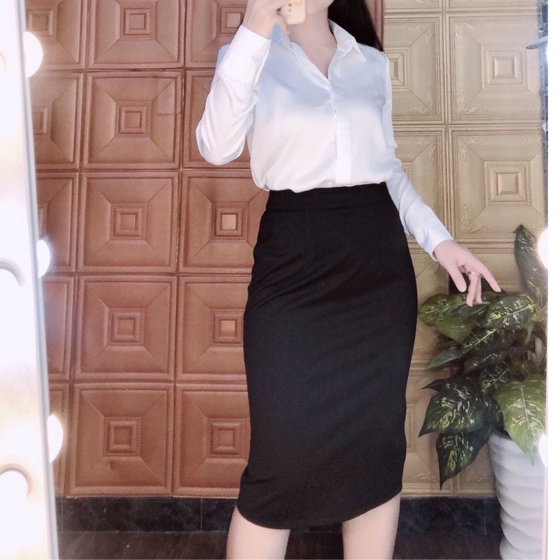 Chân váy lụa bút chì xinh đẹp