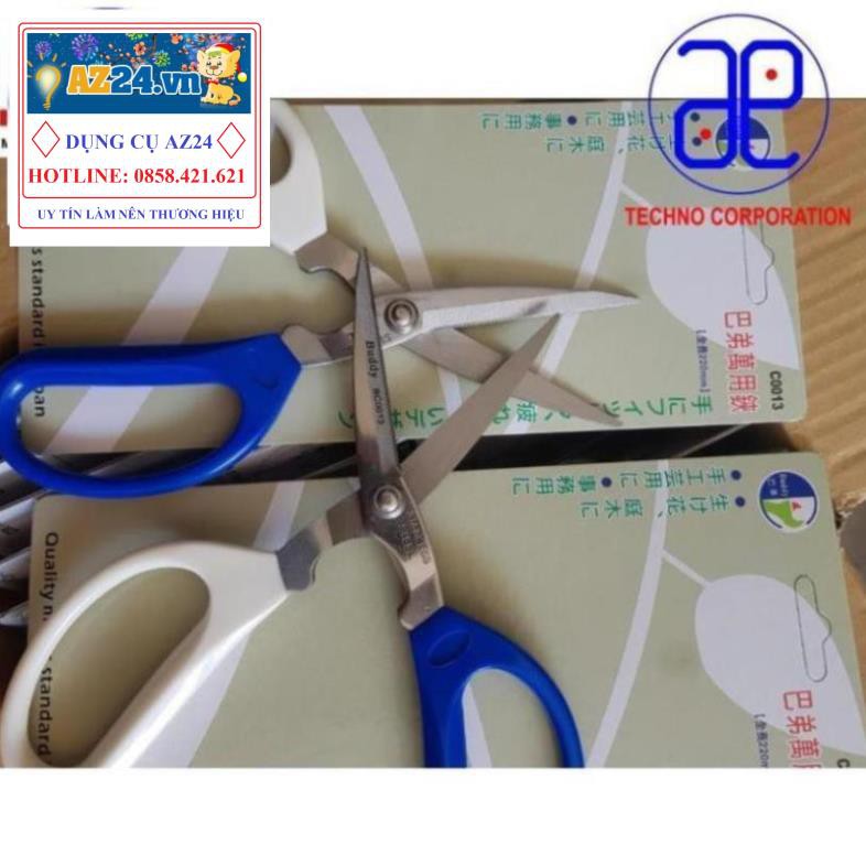 Kéo đa năng cán trắng xanh C0013 BUDDY (Đài Loan)