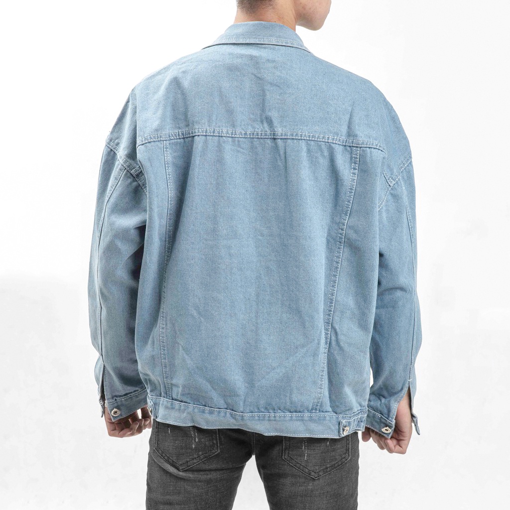 Áo khoác jean nam Hàn quốc form rộng cao cấp M Fashion phối rách xước cá tính KN02