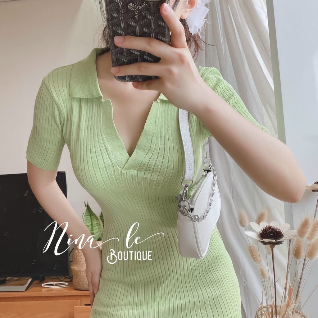Váy len cổ đức trơn Đầm polo váy nữ ngắn chất len | BigBuy360 - bigbuy360.vn