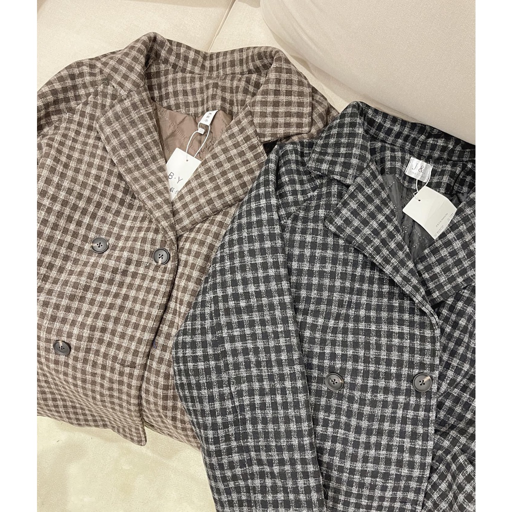 (Ảnh thật) Audrey Khoác dạ kẻ nhỏ lót chần bông 624 | BigBuy360 - bigbuy360.vn