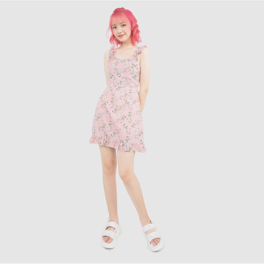 Usthebasic - Đầm nữ String Floral Mini Dress