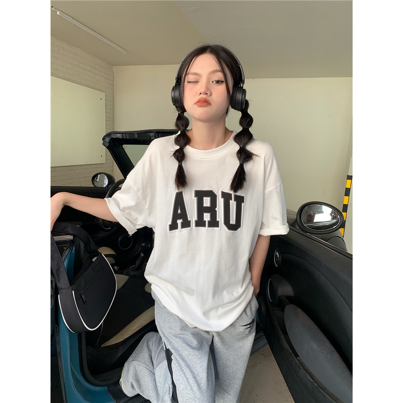 Áo Thun Tay Ngắn Dáng Rộng In Chữ Chất Vải Dày Dặn Thời Trang Thu Đông