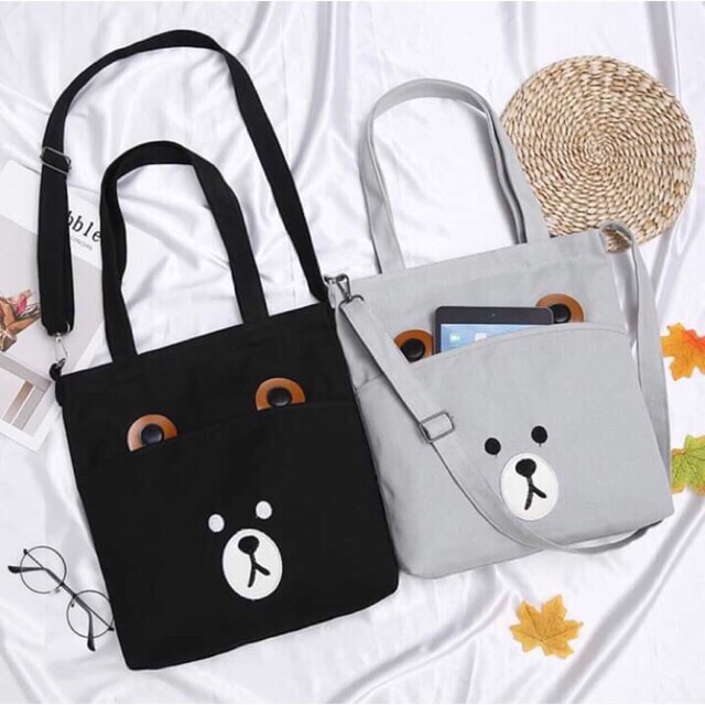 TÚI TOTE/túi vải - tai gấu - vừa A4