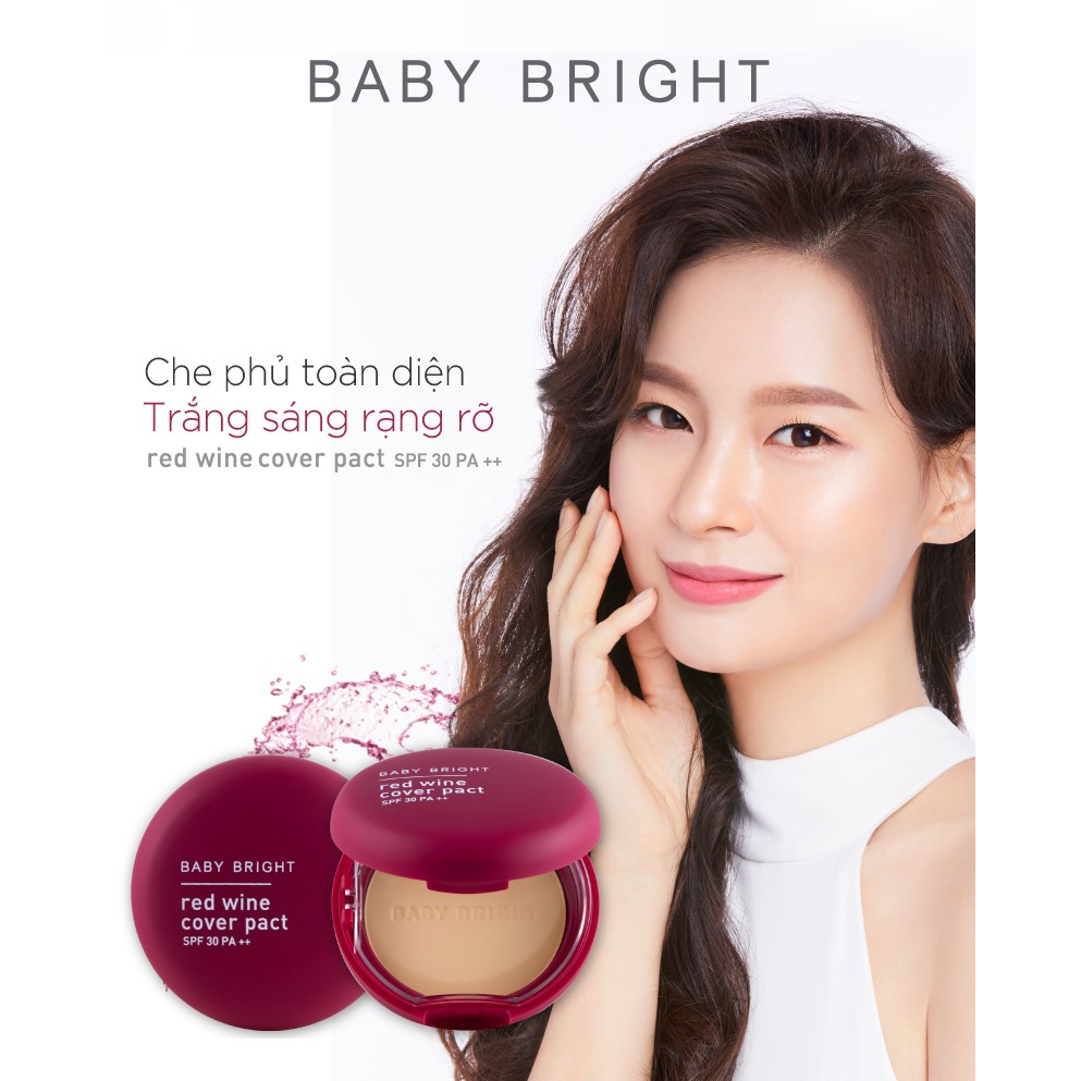 [NEW] Phấn Phủ Baby Bright Red Wine Cover Pact Cho Da Trắng Sáng SPF 30 PA++