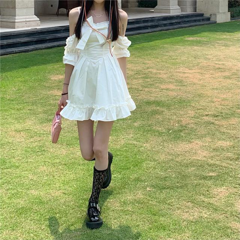 IELGY Đầm Không Tay Màu Trắng Thời Trang Mùa Hè Dành Cho Nữ