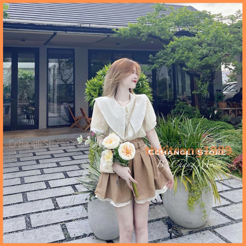 Set Váy + Áo Sơ Mi 💖 Chân Váy Xếp Ly Có Đai Rời Kèm Áo Sơ Mi Cổ Nhọn Siêu Xinh THỜITRAMH1989