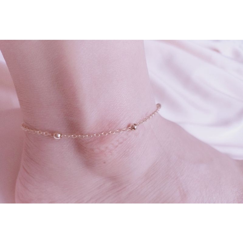 Lắc chân nữ kiểu Hàn xinh xinh ko đen không gỉ khóa bạc 925 mạ vàng siêu bền màu