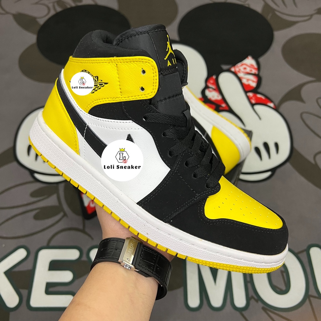 [Loli Sneaker] Giày AJ1 Mid Yellow Toe - Chất Lượng Cao (Ảnh Thật)
