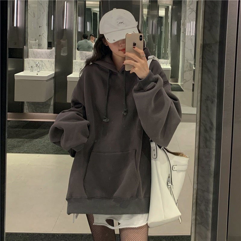 Áo Hoodie Nỉ bông TRƠN màu KEM/XÁM CHÌ UNISEX/Nam nữ unisex/ HOODIE TRƠN 🖤 Jaystoree 🖤 | BigBuy360 - bigbuy360.vn